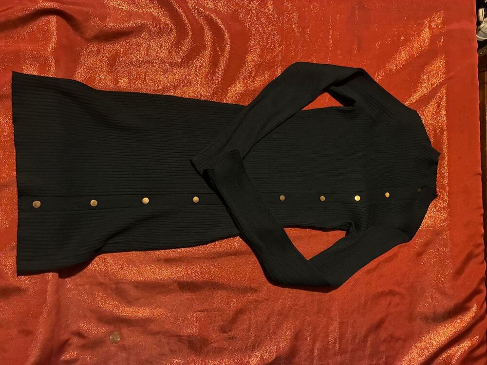 Every Detail LA Dress Womens M Long Sleeve Midi Snap Front Mock Neck Black